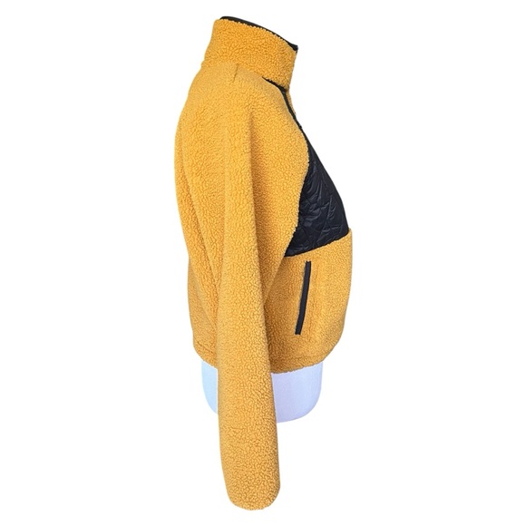 JoyLab 1/2 Zip Sherpa Pullover Sweatshirt Yellow Harvest Gold Women's Size XS - Picture 5 of 8